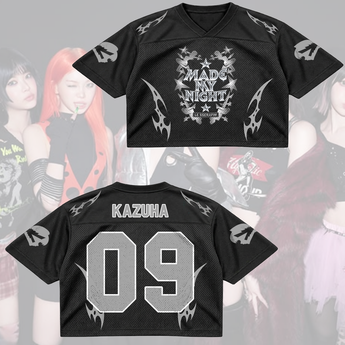 Metal LE SSERAFIM Pureflow Tour Mixed Mesh Jersey  Made My Night Fan Gifts
