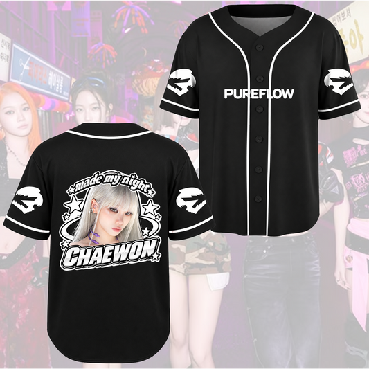 LE SSERAFIM Pureflow Tour Made My Night Pink Anime Baseball-Trikot Geschenk für Fans
