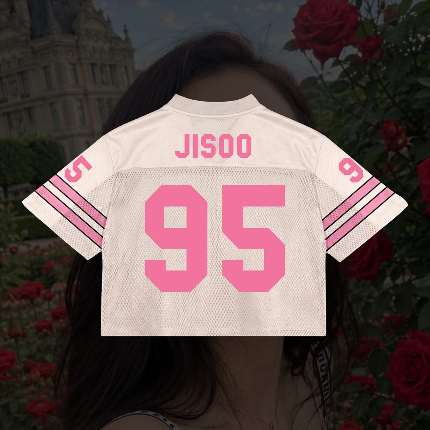 Jisoo Blackpink Mixed Mesh Jersey Click Pink White Shirt Fan Gifts