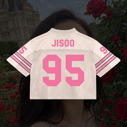 Jisoo Blackpink Mixed Mesh Jersey Click Pink White Shirt Fan Gifts