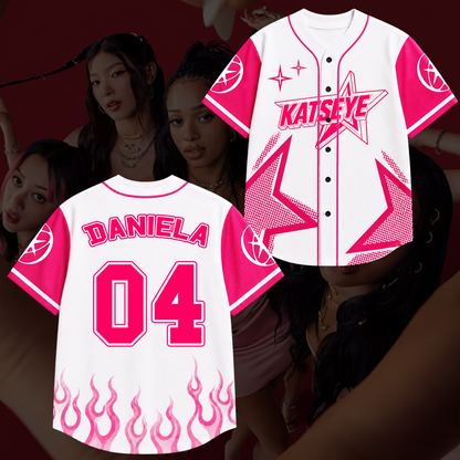 Sporty Pinky KATSEYE Baseball Jersey The Wildworld Tour Outfit Gift For Fans
