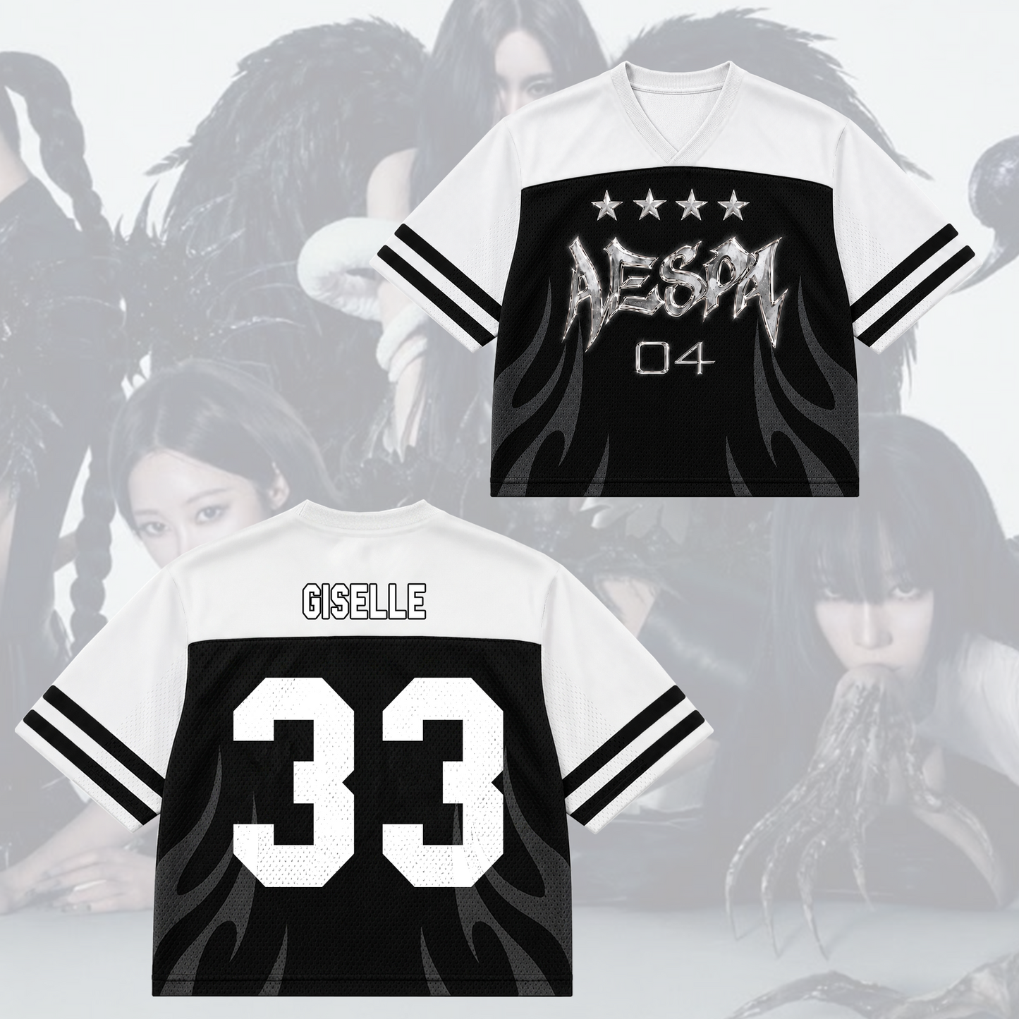 Monochromatic Aespa Synk Complexity Tour Mixed Mesh Jersey Fan Edition