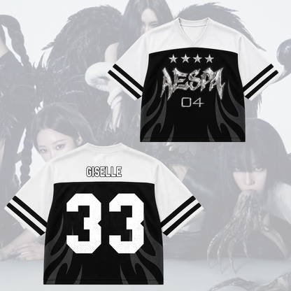 Monochromatic Aespa Synk Complexity Tour Mixed Mesh Jersey Fan Edition