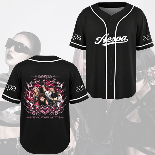 Aespa Synk Complexity Tour Liquid Metal Heart Baseball Jersey Gift For Fans
