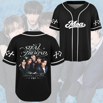TOMORROW X TOGETHER Steal The Wind Tour Vintage Baseball Jersey For MOA