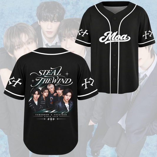 TOMORROW X TOGETHER Steal The Wind Tour Vintage-Baseballtrikot für MOA