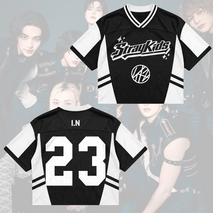Retro Stray Kids This That Mixed Mesh Jersey Run It Tour Geschenk für Fans