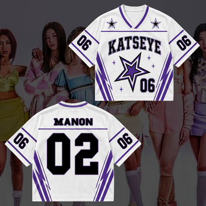 Sporty Purple KATSEYE Mixed Mesh Jersey Wild Tour Outfit Gift For Fans