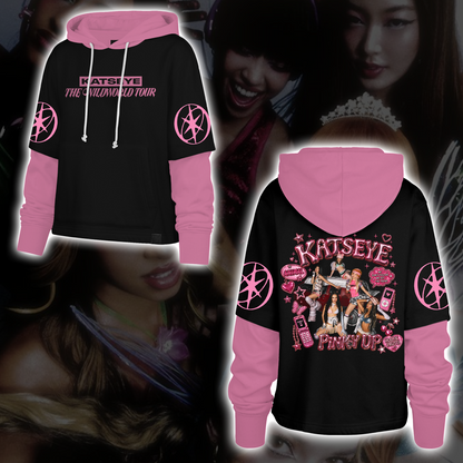 Fetter Katseye The Wildworld Tour Pink Pop Shortstop Hoodie Geschenk für Fans