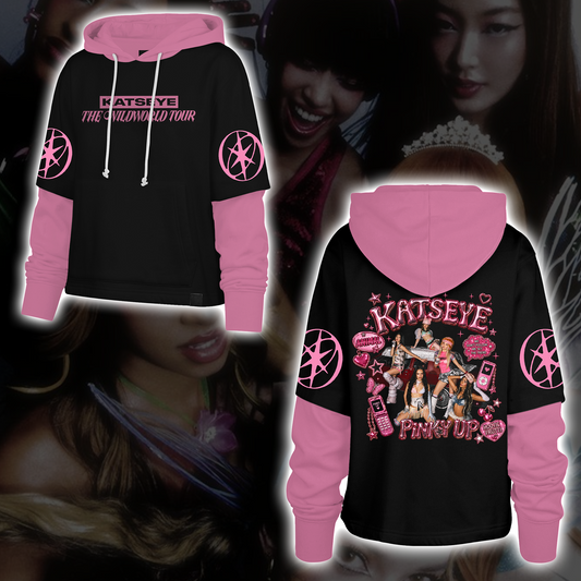 Fetter Katseye The Wildworld Tour Pink Pop Shortstop Hoodie Geschenk für Fans