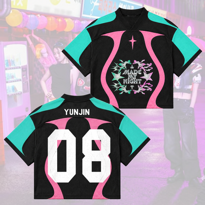 Explosive Le Sserafim Made My Night Heavy Metal Sporty Mixed Mesh Jersey Fanmerch