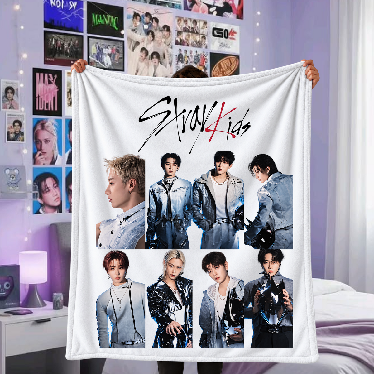 Stray Kids Run It Fleece Blanket Soft Gift For Fans