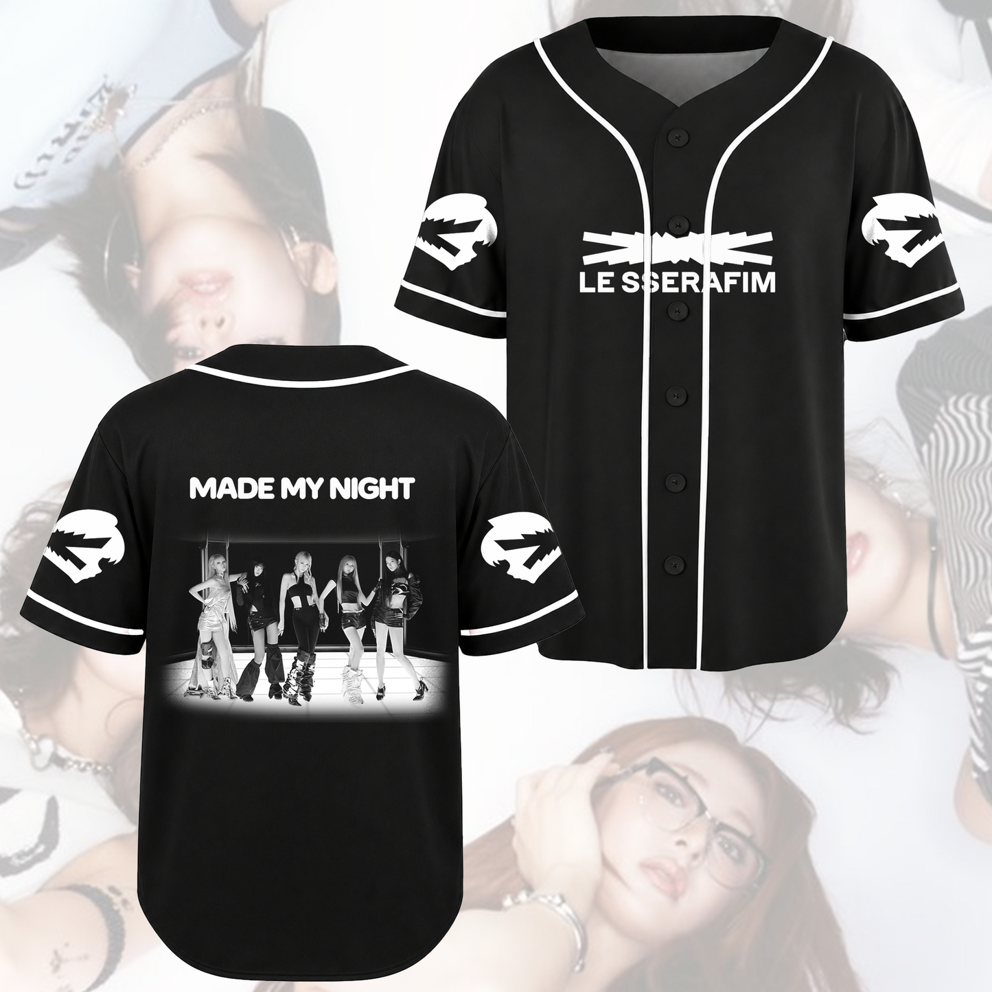 Chic Minimalist LE SSERAFIM Pureflow Tour Baseball Jersey Unisex Streetwear Gift For Fans