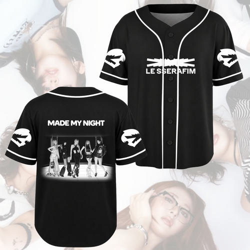 Chic Minimalist LE SSERAFIM Pureflow Tour Baseball Jersey Unisex Streetwear Gift For Fans