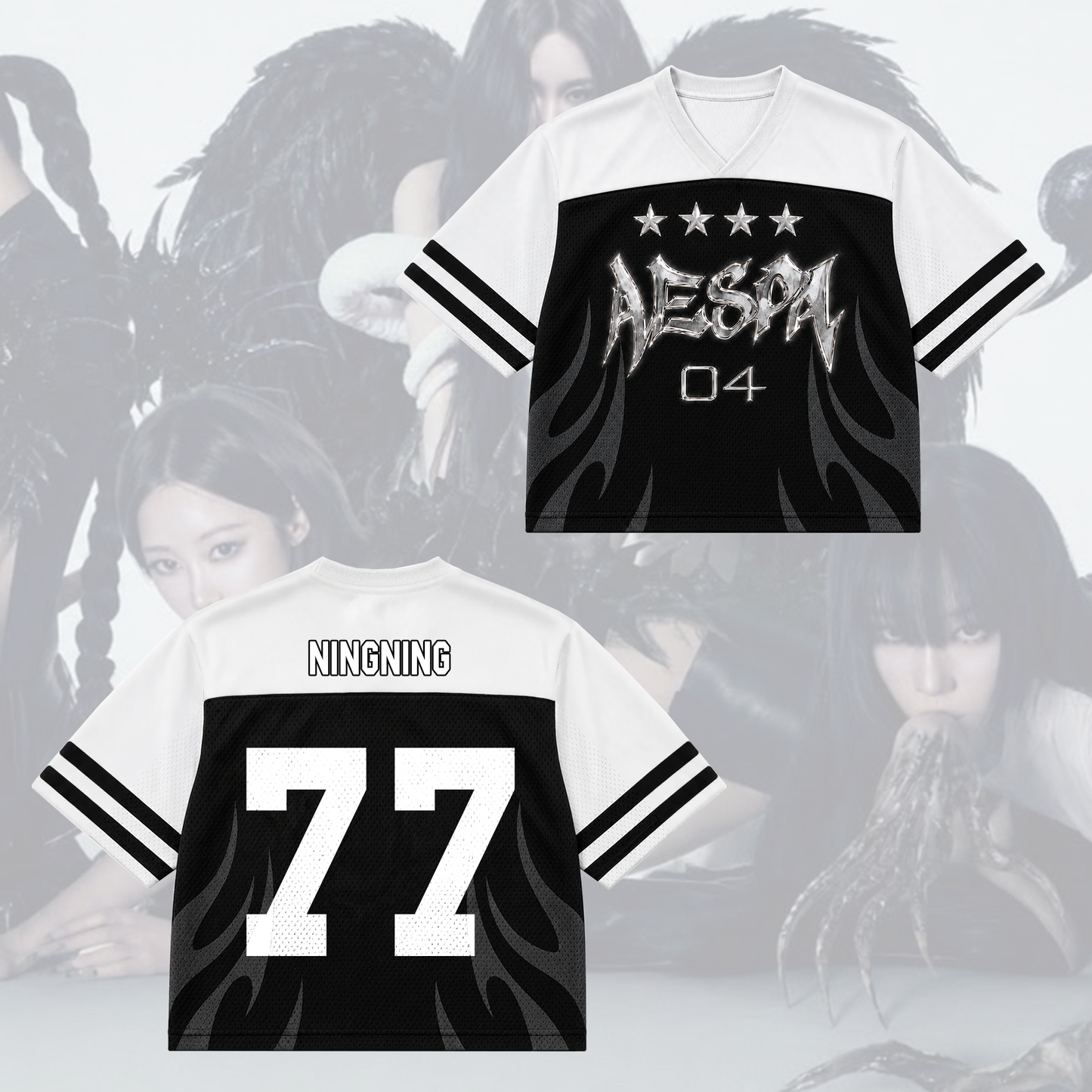 Monochromatic Aespa Synk Complexity Tour Mixed Mesh Jersey Fan Edition