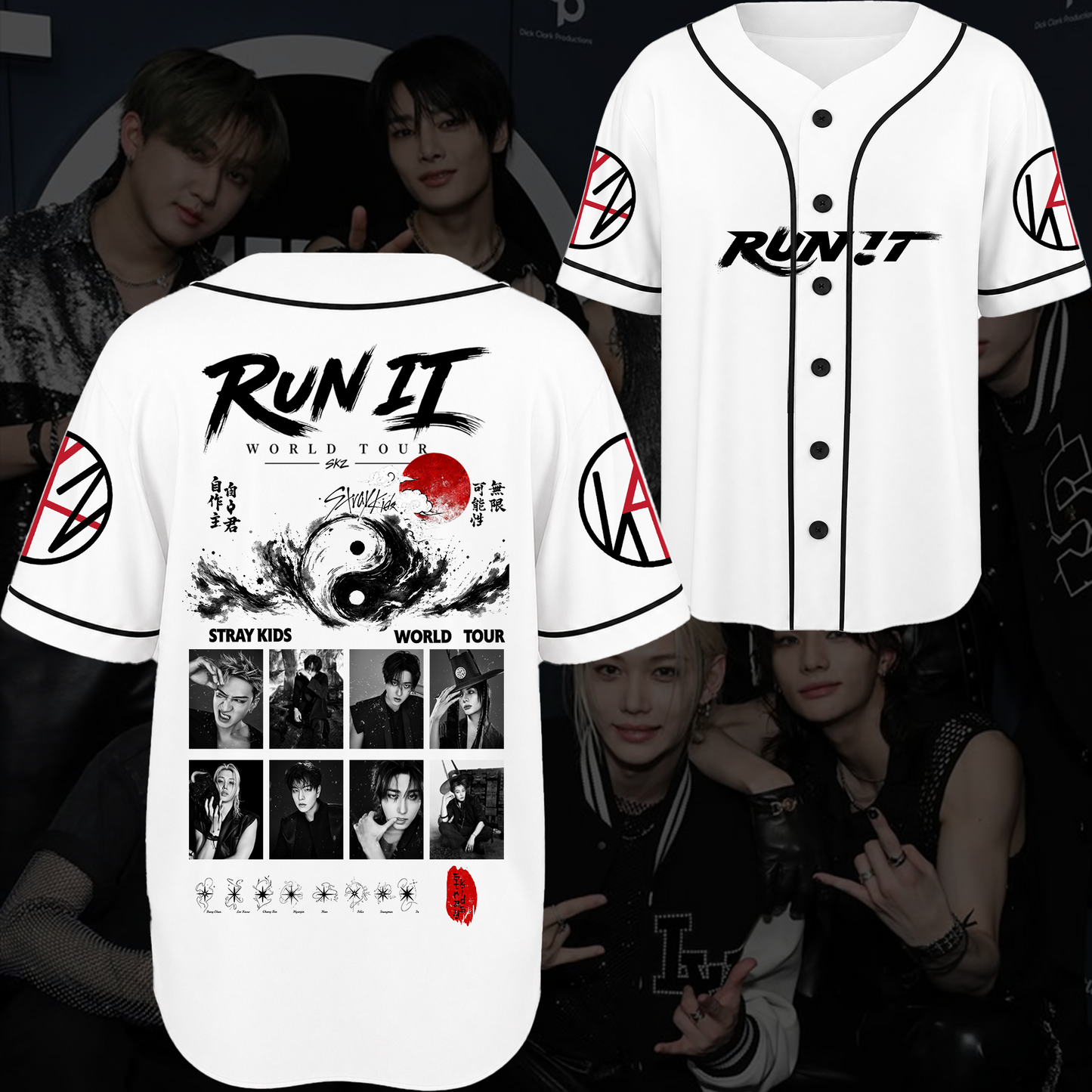 Anachronistic Stray kids Run It World Tour Baseball Jersey Fan Edition