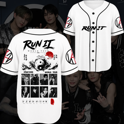 Anachronistic Stray kids Run It World Tour Baseball Jersey Fan Edition
