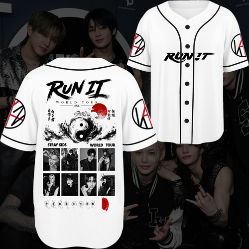 Anachronistic Stray kids Run It World Tour Baseball Jersey Fan Edition