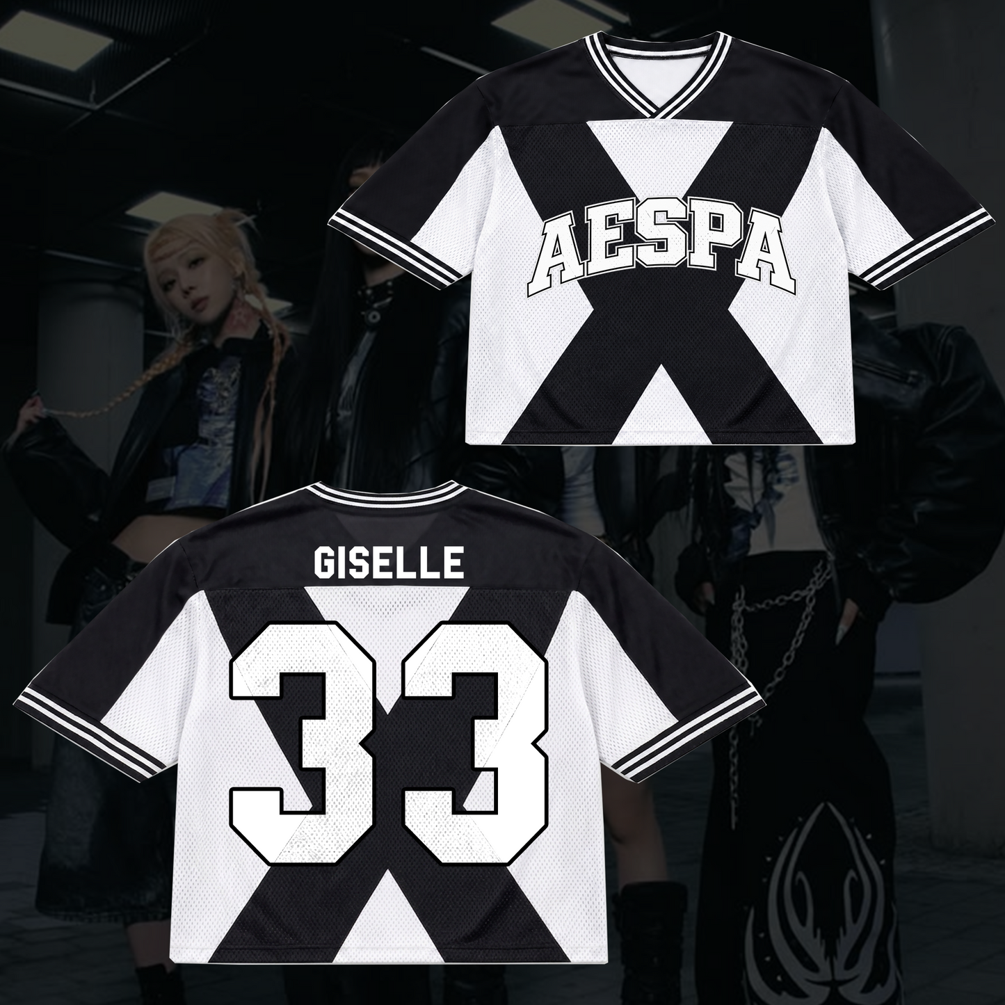 Monochromatic Aespa Synk Complexity Tour Mixed Mesh Jersey Fan Gifts