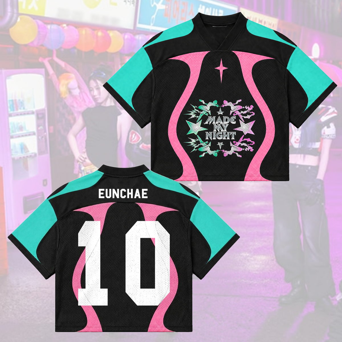 Explosive Le Sserafim Made My Night Heavy Metal Sporty Mixed Mesh Jersey Fanmerch