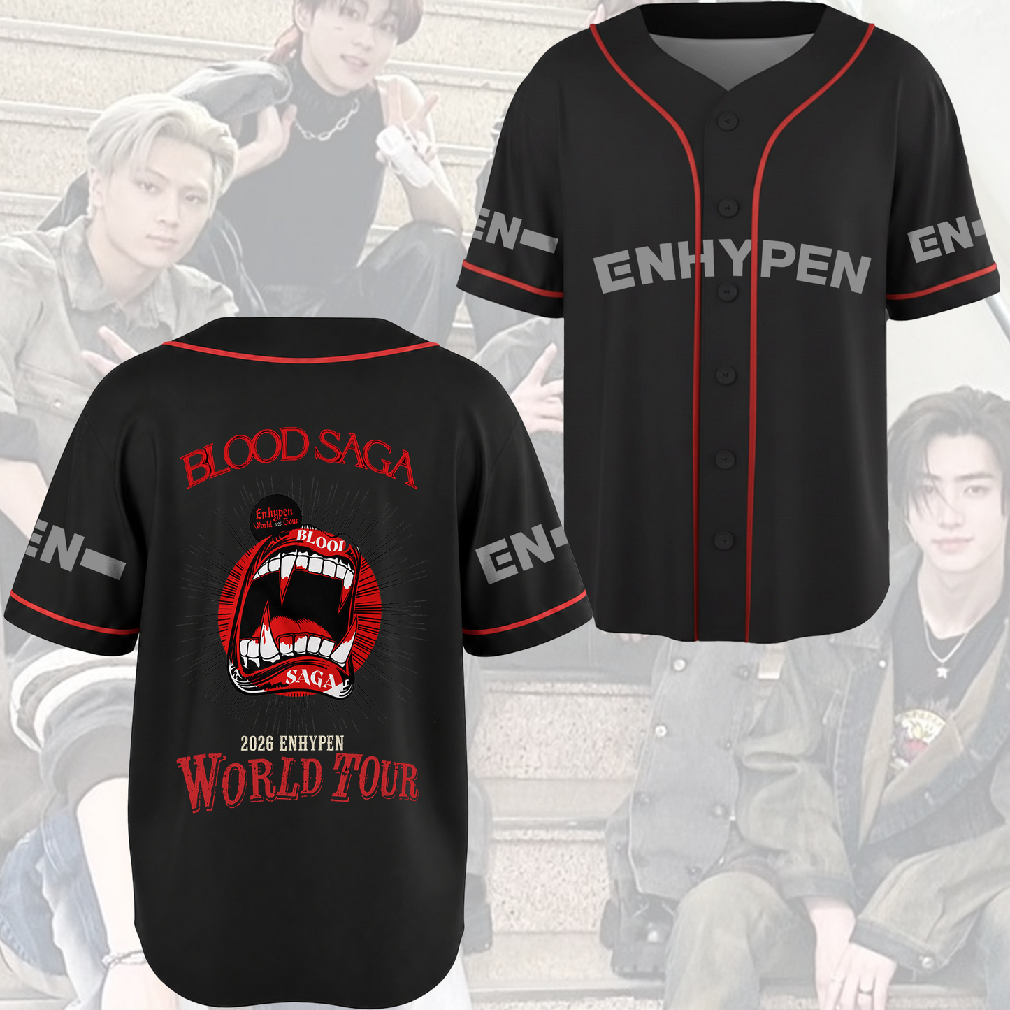 Crypti Enhypen Blood Saga Tour Baseball Jersey Gift For Fans