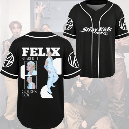 Stray Kids World Tour Urban Spotlight Baseball Jersey Run It Concert Gift For Fans