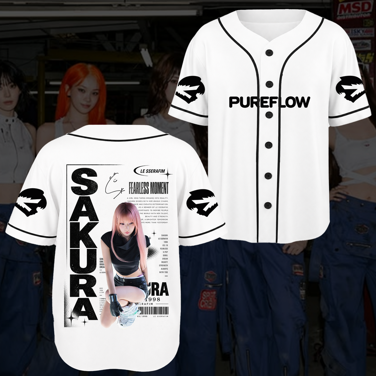 Chronicles LE SSERAFIM Pureflow World Tour Baseball Jersey Fan Edition