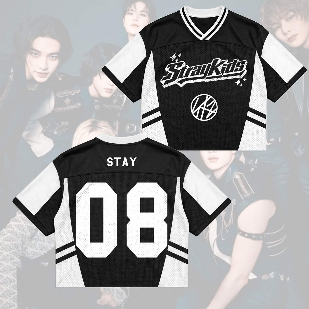 Retro Stray Kids This That Mixed Mesh Jersey Run It Tour Geschenk für Fans