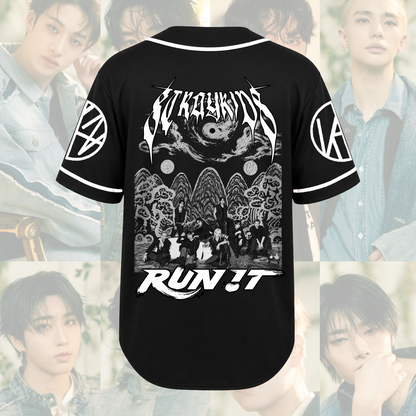 Monochromatic Run It World Tour Stray kids Baseball Jersey Stay Edition