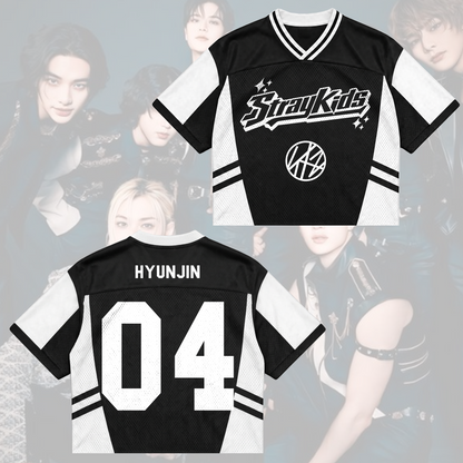 Retro Stray Kids This That Mixed Mesh Jersey Run It Tour Geschenk für Fans