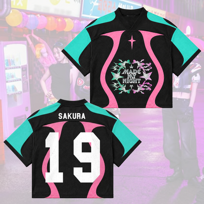 Explosive Le Sserafim Made My Night Heavy Metal Sporty Mixed Mesh Jersey Fanmerch