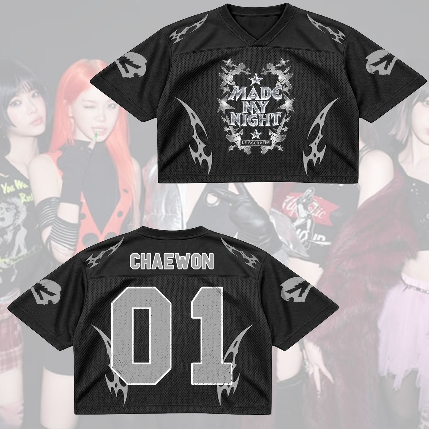 Metal LE SSERAFIM Pureflow Tour Mixed Mesh Jersey  Made My Night Fan Gifts