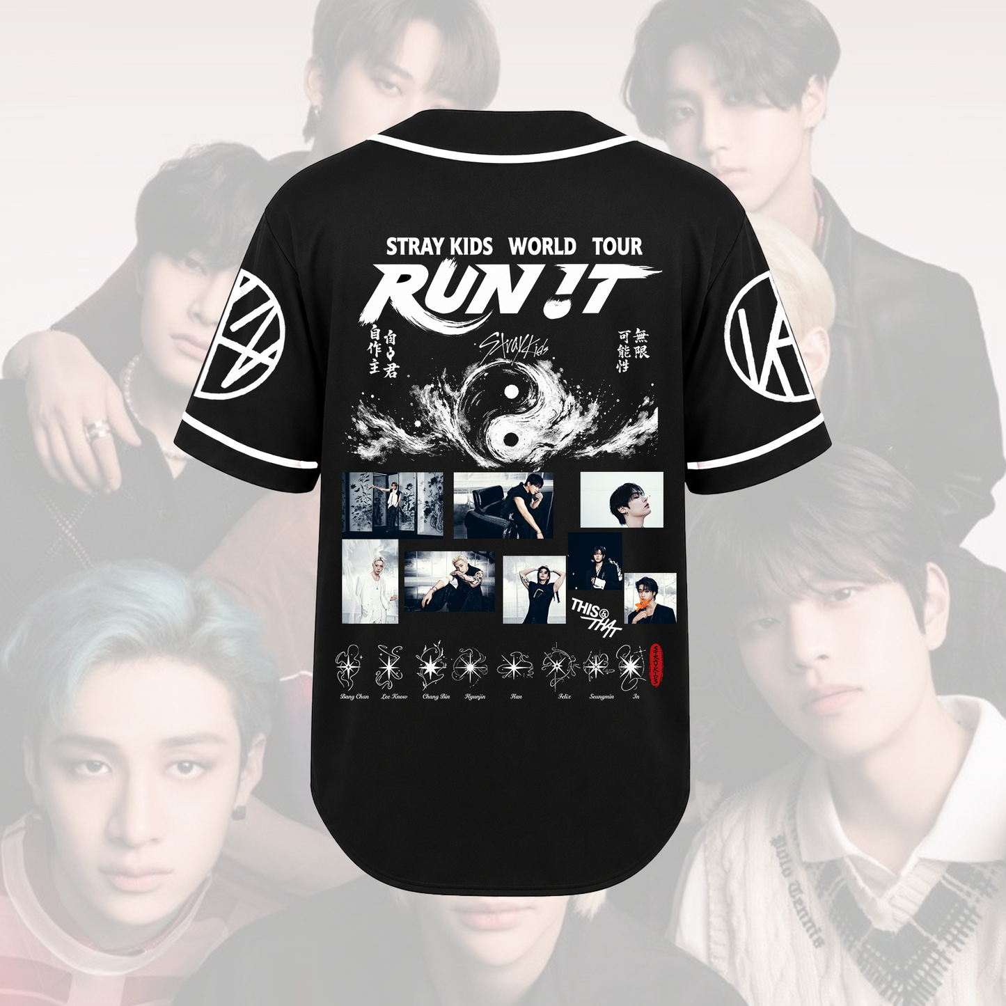 Stray Kids Run It Tour Symbol Star Baseball Jersey Stay Edition
