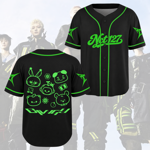 NCT 127 Blingy Album Neon Line Art Kawaii Baseballtrikot für NCTZEN