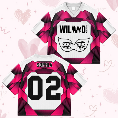 Katseye Wild Album The Wildworld Tour Mixed Mesh Jersey Pink Colorblock Sporty Shirt For EYEKONS Fans