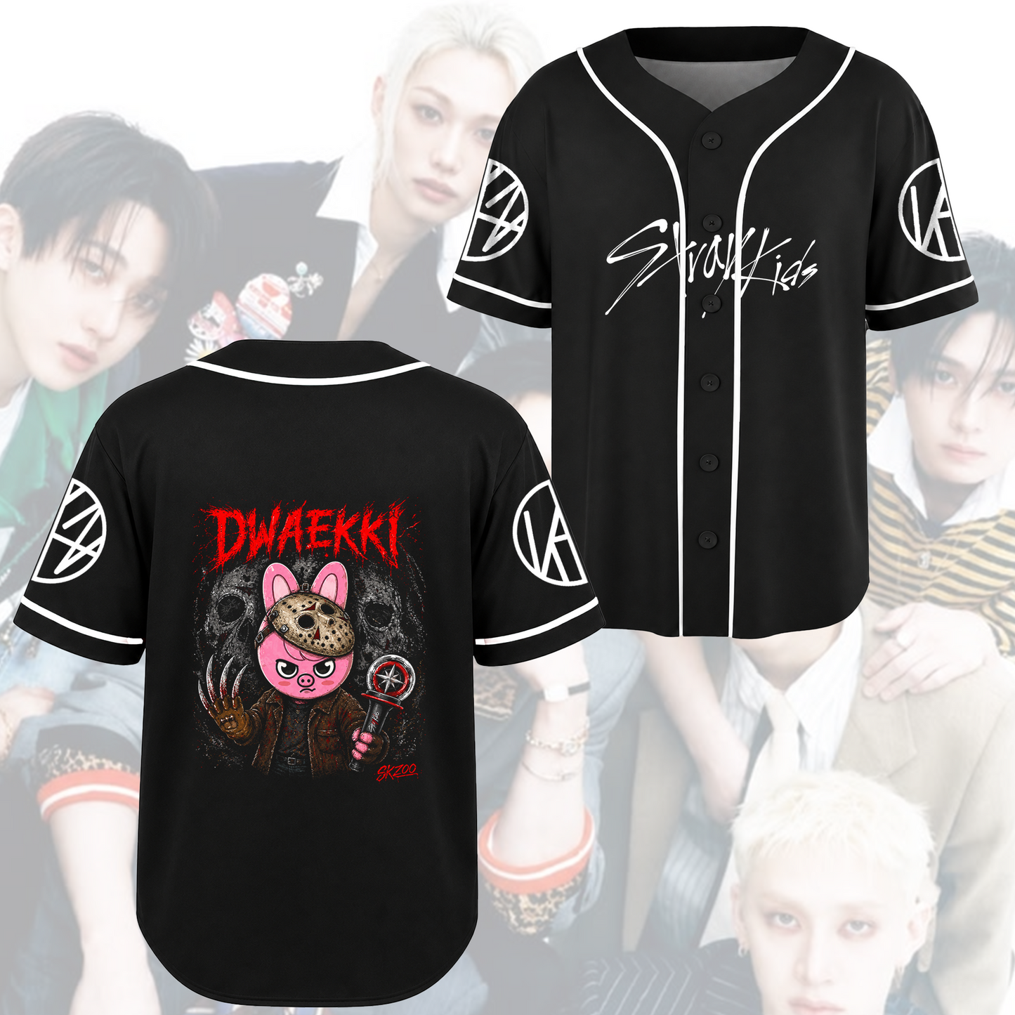 Chilling Stray Kids Halloween Baseball Jersey SKZOO Kpop Gift for Fans