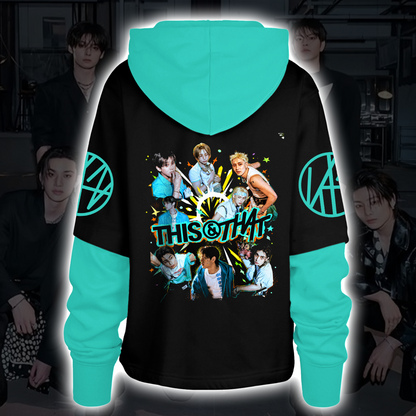 Teal Accent Stray Kids This That Shortstop Hoodie Fan Edition