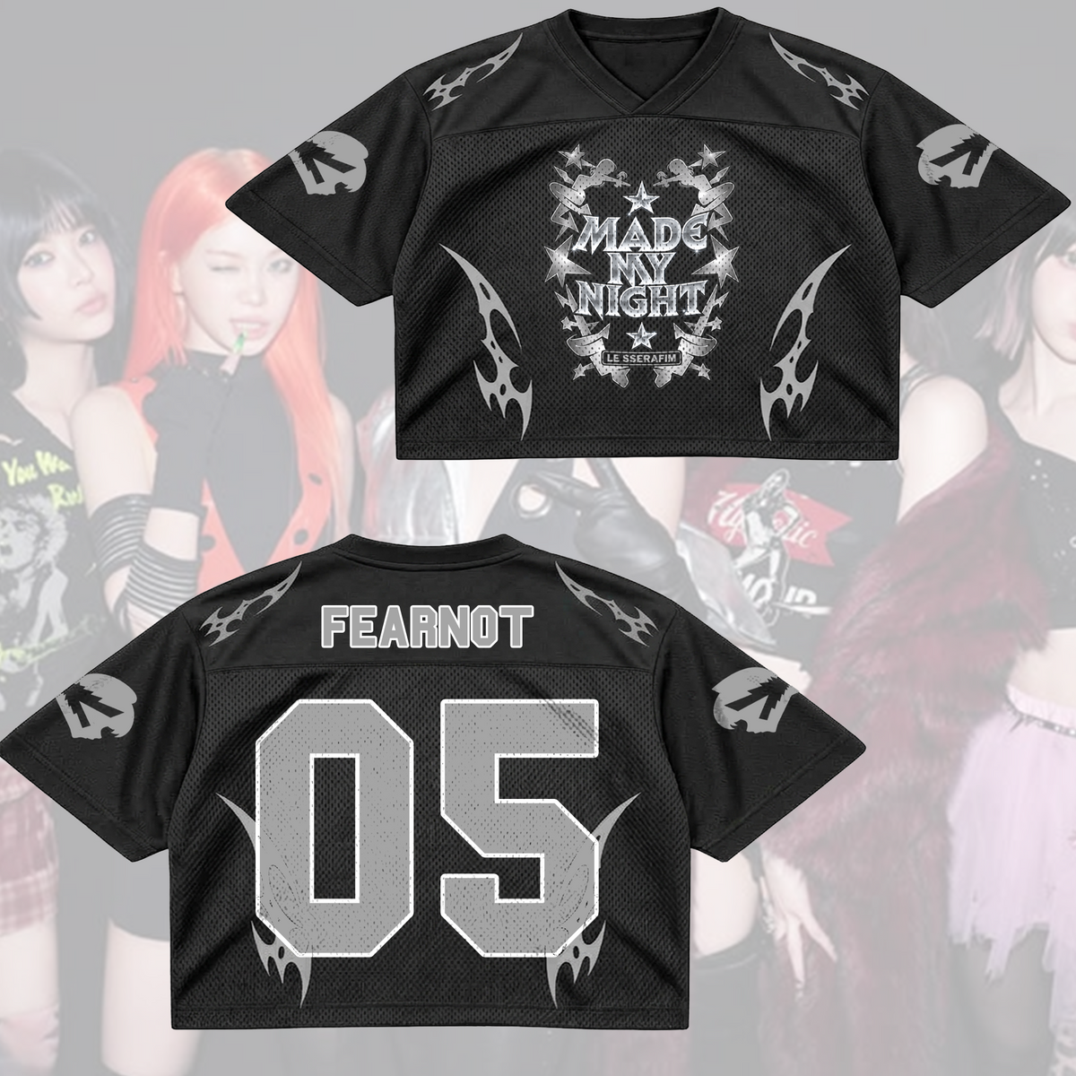 Metal LE SSERAFIM Pureflow Tour Mixed Mesh Jersey  Made My Night Fan Gifts