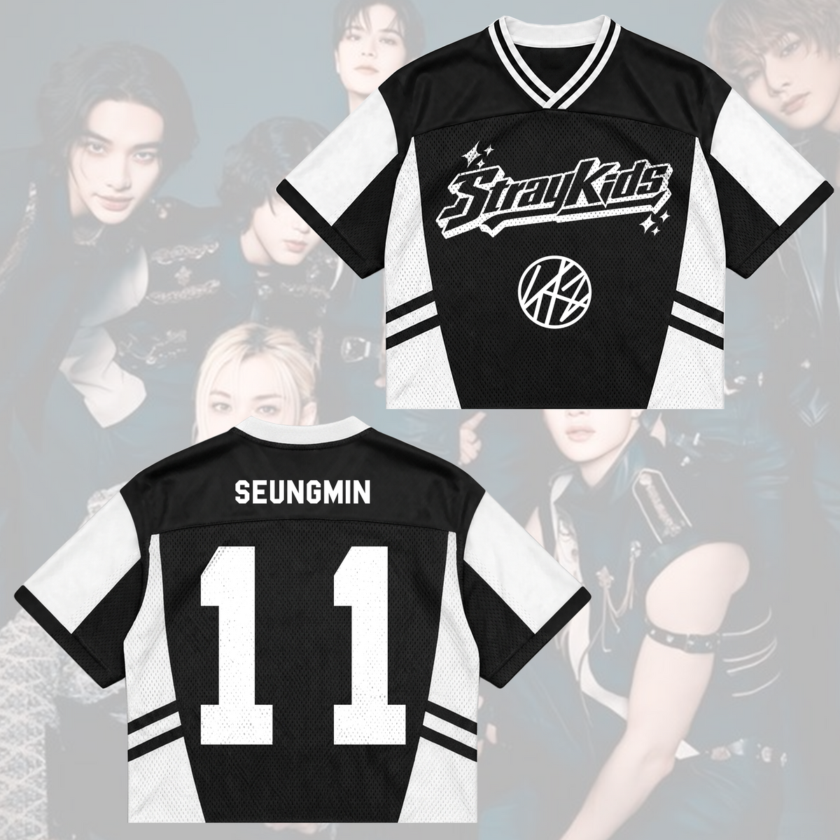 Retro Stray Kids This That Mixed Mesh Jersey Run It Tour Geschenk für Fans