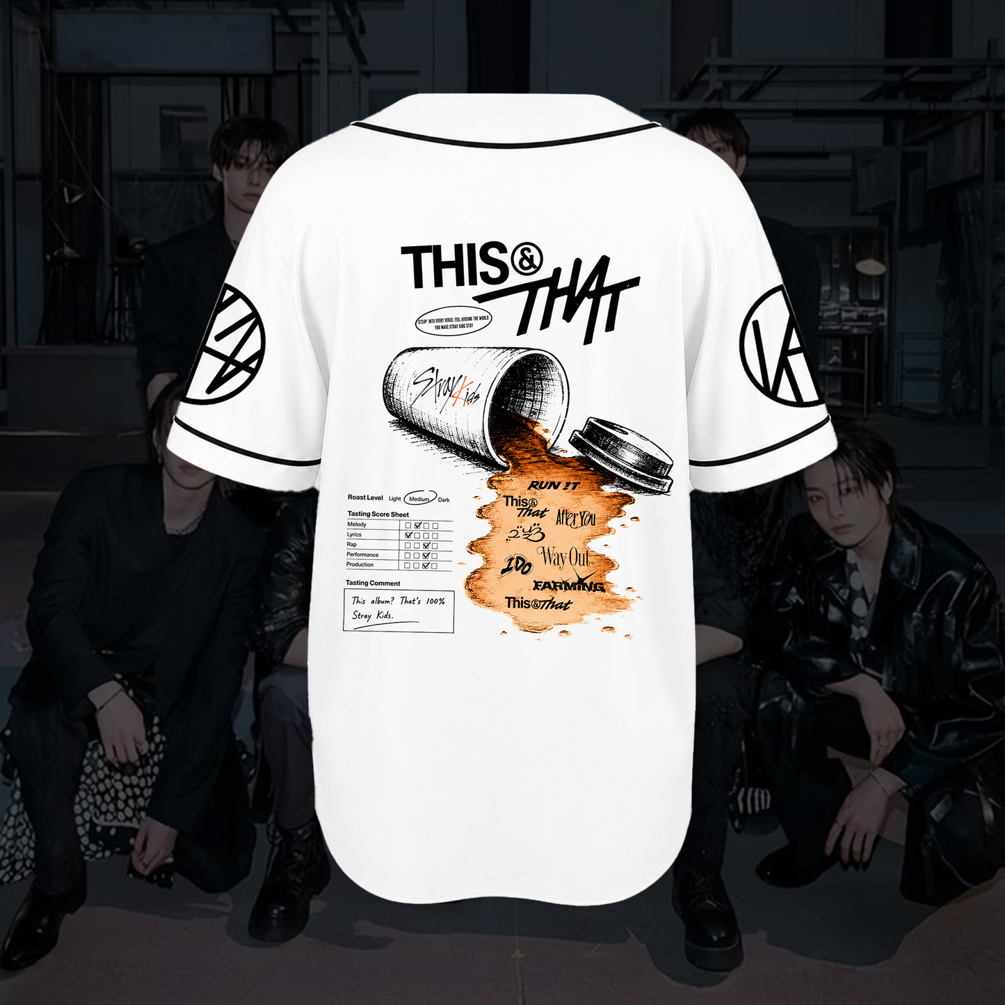 Stray Kids THIS & THAT Baseball Jersey Spilled Coffee Cup Merch Fan Gifts