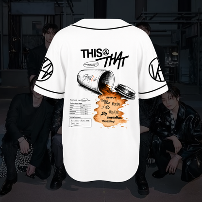 Stray Kids THIS & THAT Baseball Jersey Spilled Coffee Cup Merch Fan Gifts