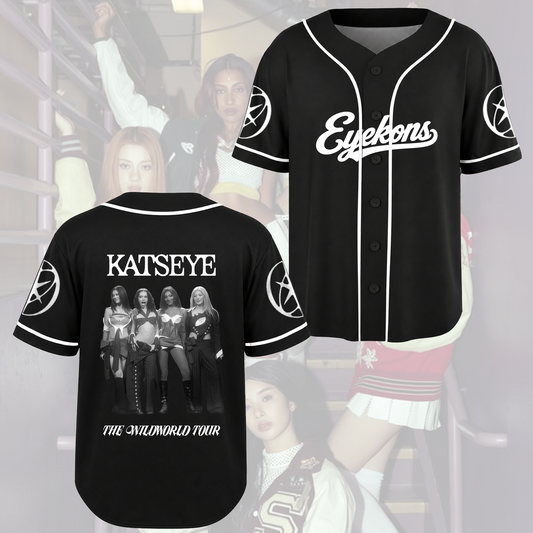 Vintage-Grafik KATSEYE Wildworld Tour Baseballtrikot - Fan-Geschenk