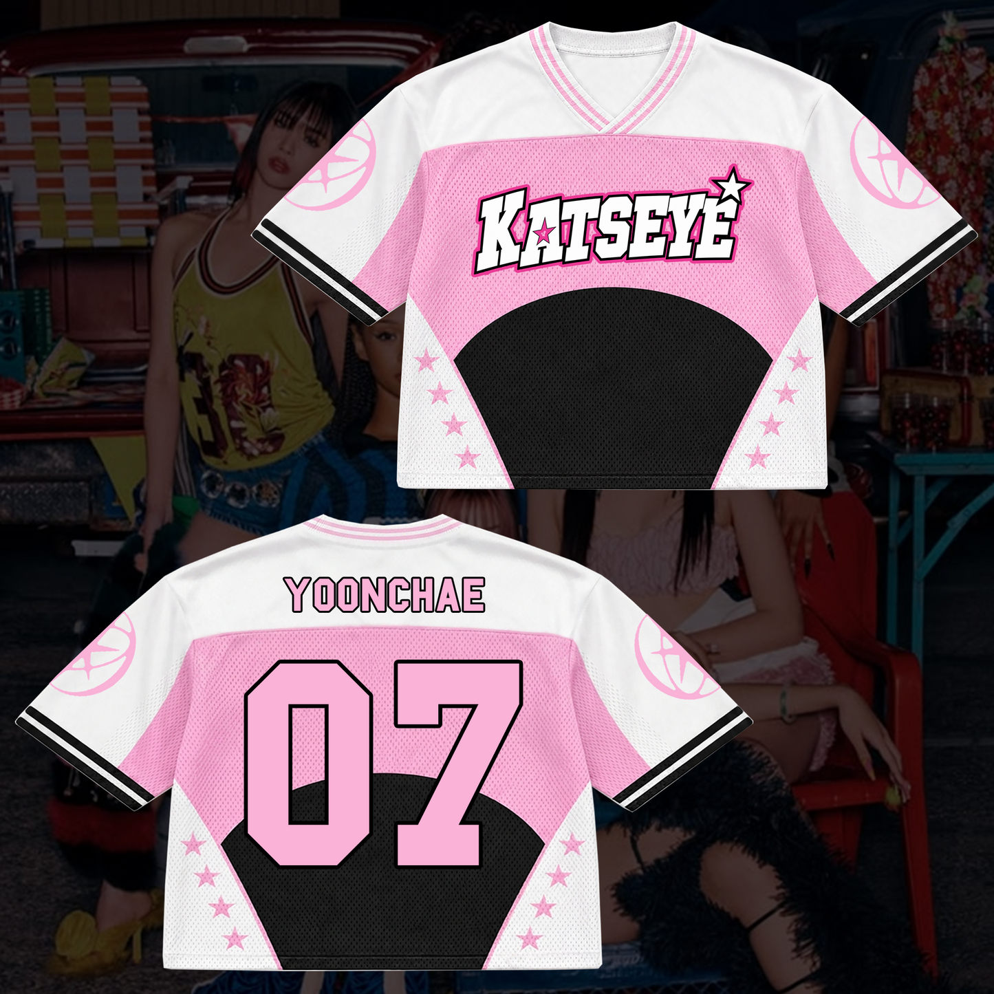 Trailing Star Katseye Wildworld TourMixed Mesh Jersey Top Fan Edition