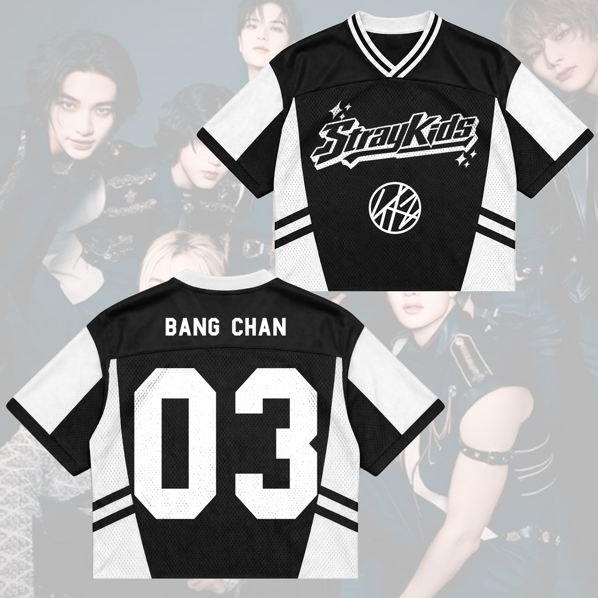 Retro Stray Kids This That Mixed Mesh Jersey Run It Tour Geschenk für Fans