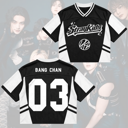 Retro Stray Kids This That Mixed Mesh Jersey Run It Tour Geschenk für Fans