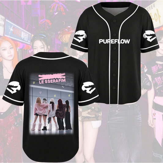 LE SSERAFIM Pureflow Tour Ästhetisches Baseballtrikot Geschenk für Fans