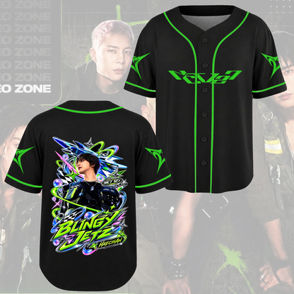 NCT 127 Funkelndes neongrünes sportliches Baseballtrikot für NCTZEN
