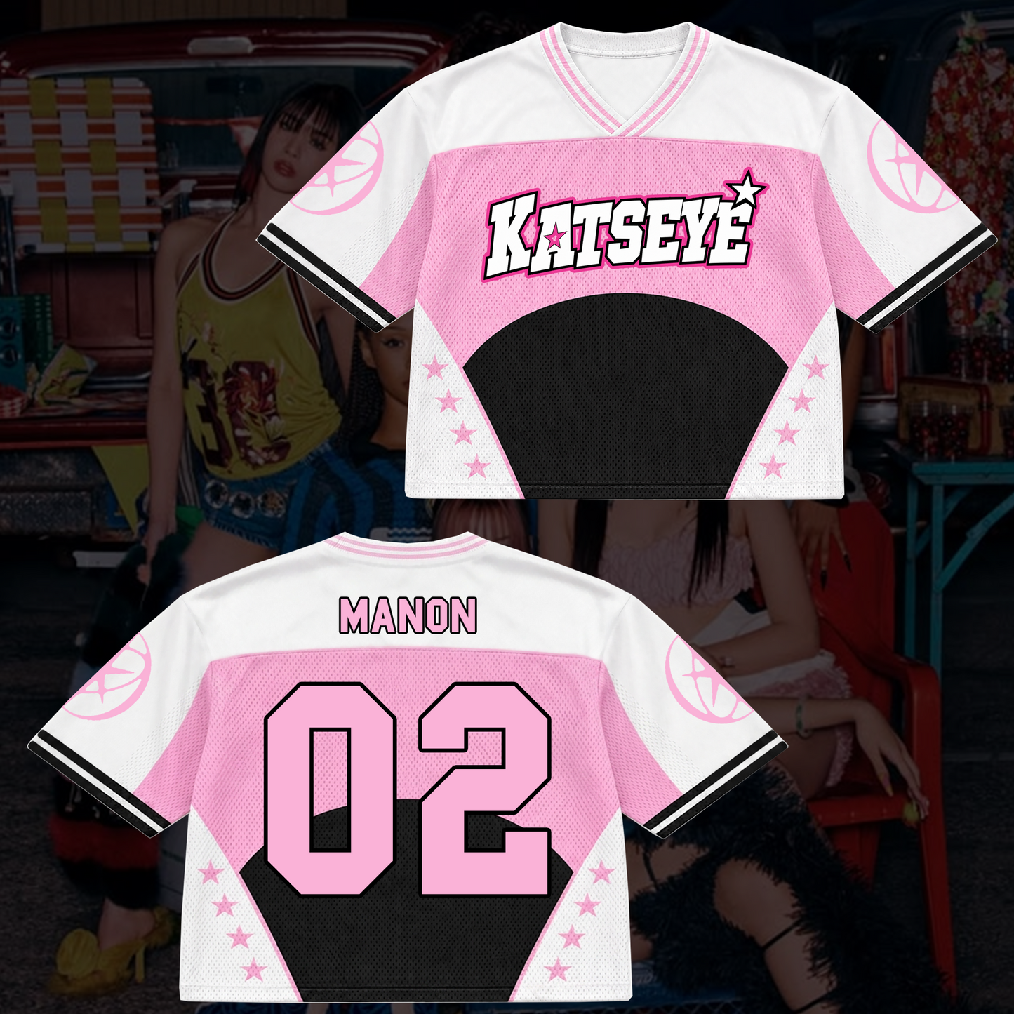 Trailing Star Katseye Wildworld TourMixed Mesh Jersey Top Fan Edition