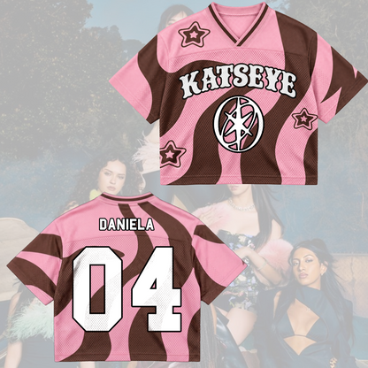 KATSEYE The Wildworld Tour Candy Pink Brown Swirl Wavy Mixed Mesh Jersey Fan Gifts