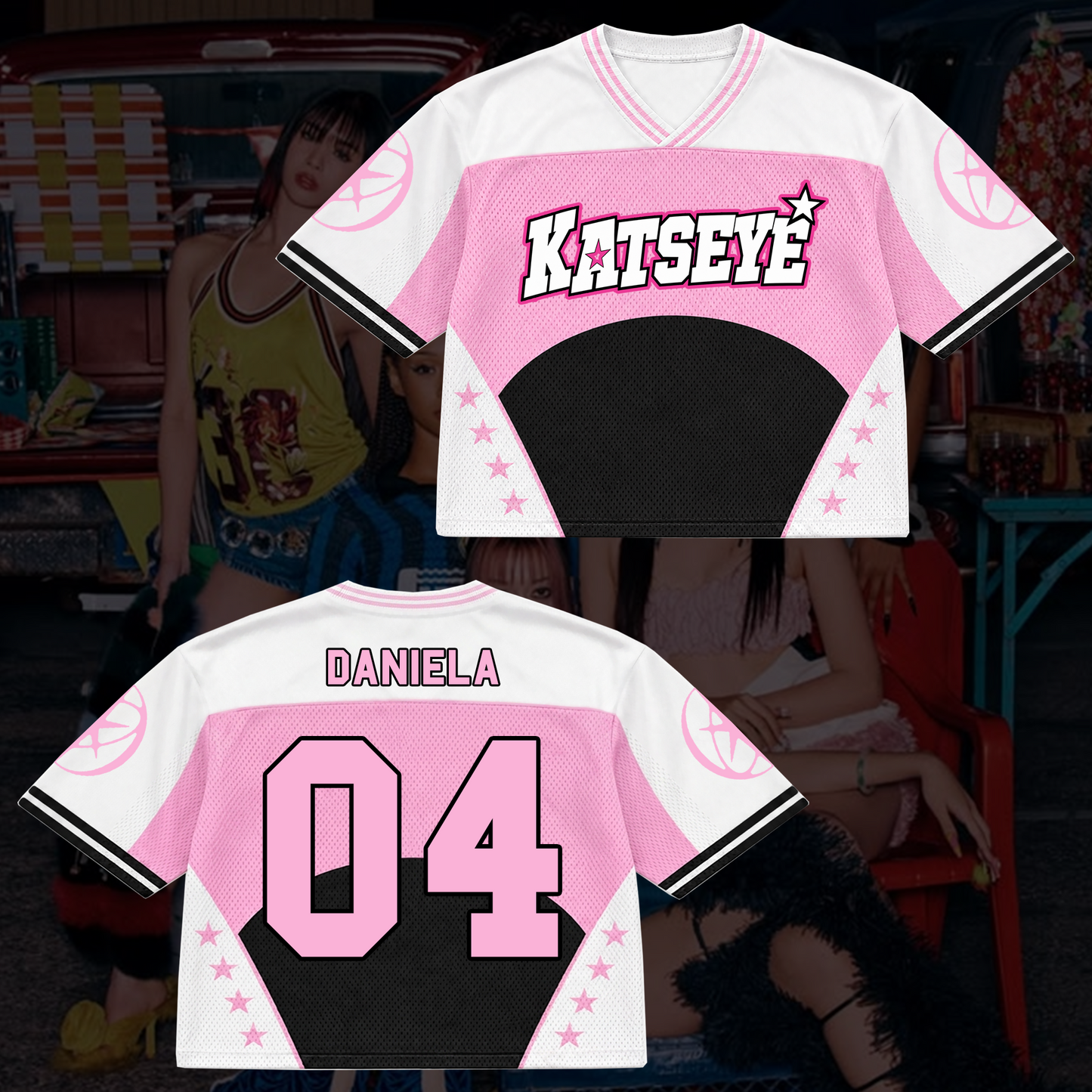 Trailing Star Katseye Wildworld TourMixed Mesh Jersey Top Fan Edition